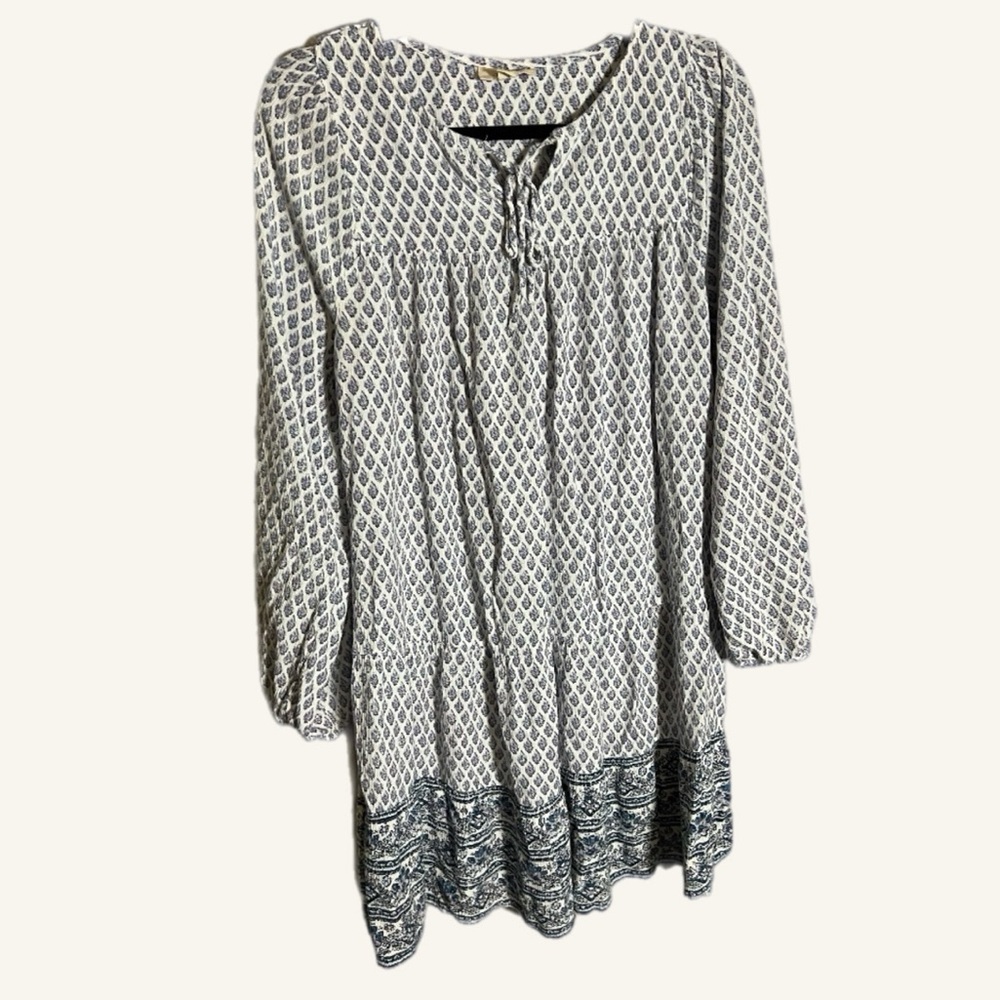 Style & Co Peasant long sleeve sz large boho hippie Babydoll Flowy Summer Dress